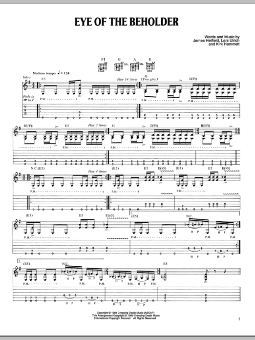 Metallica Eye Of The Beholder Sheet Music