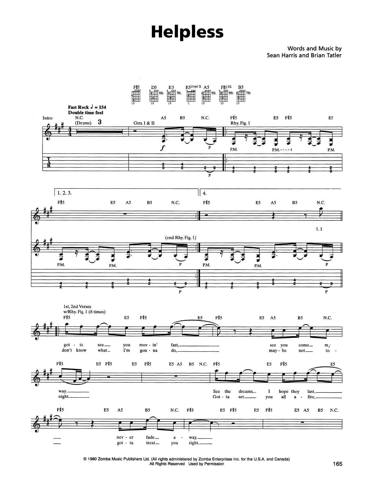 Metallica Helpless Sheet Music
