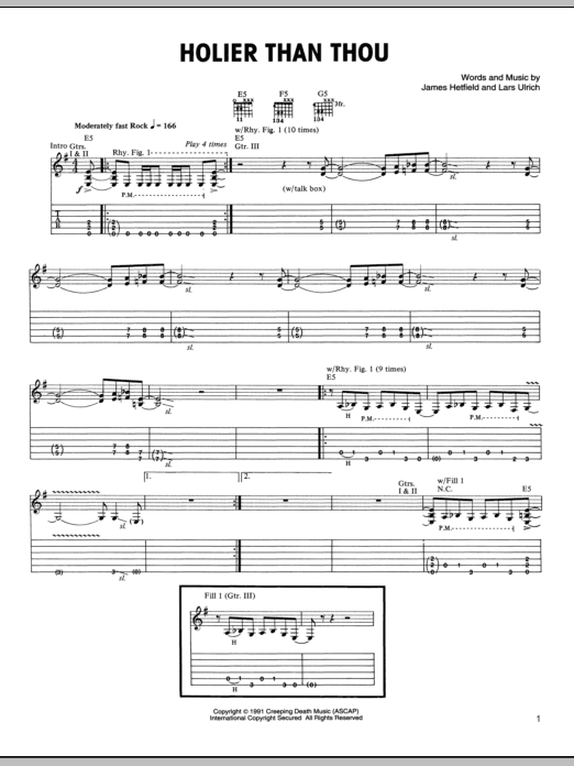 Metallica Holier Than Thou Sheet Music
