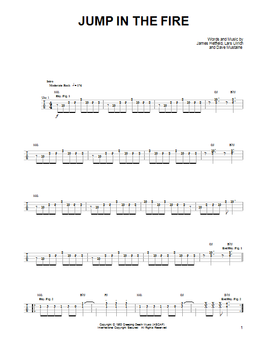 Metallica Jump In The Fire Sheet Music