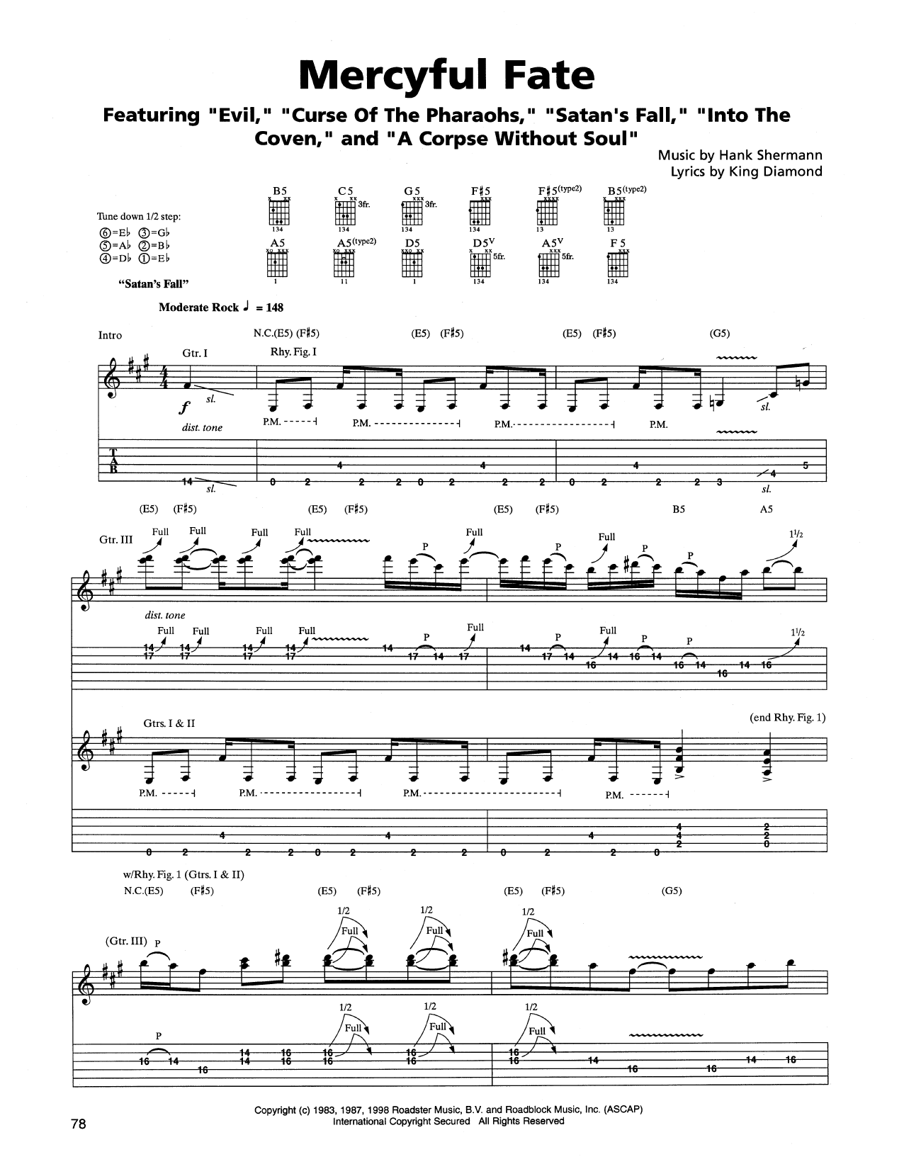 Metallica Mercyful Fate Sheet Music