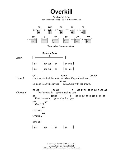 Metallica Overkill Sheet Music