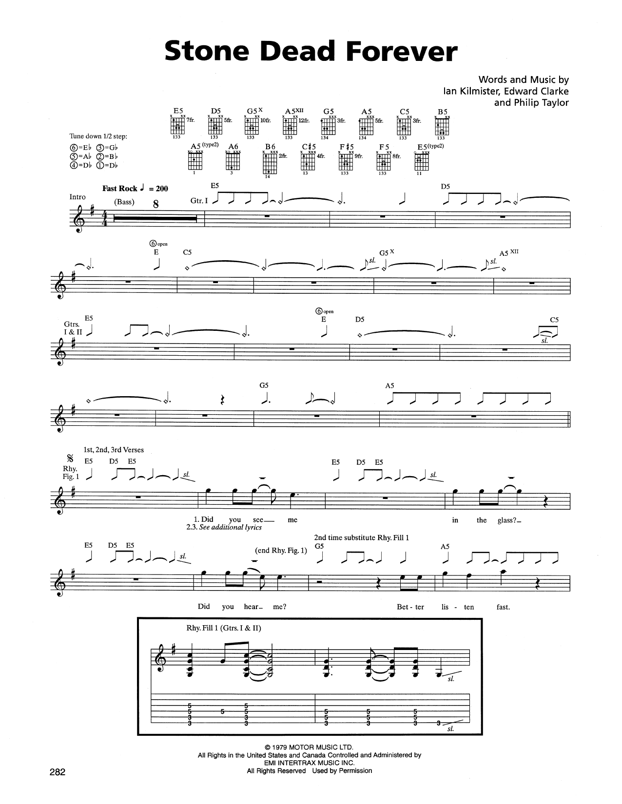Metallica Stone Dead Forever Sheet Music
