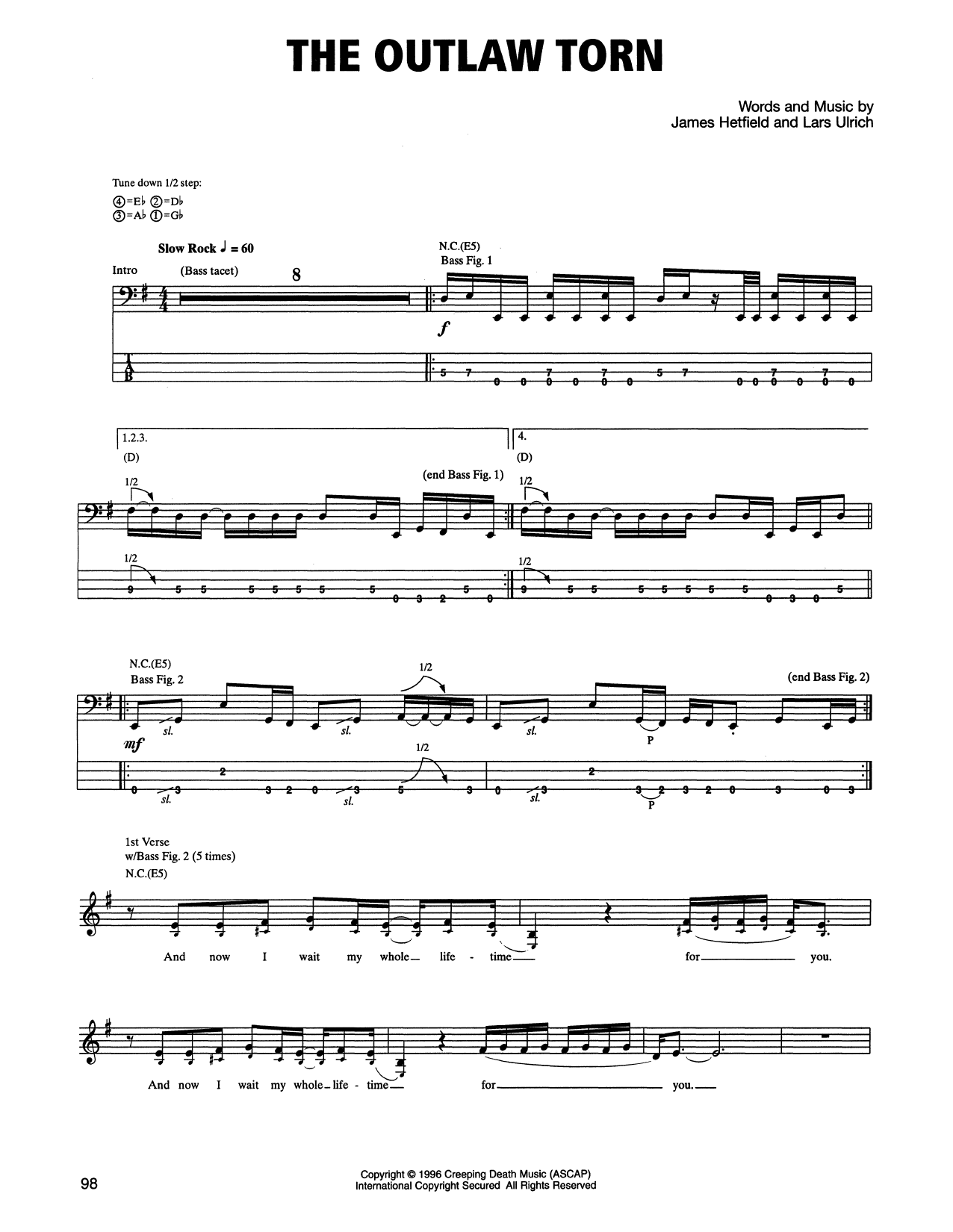 Metallica The Outlaw Torn Sheet Music