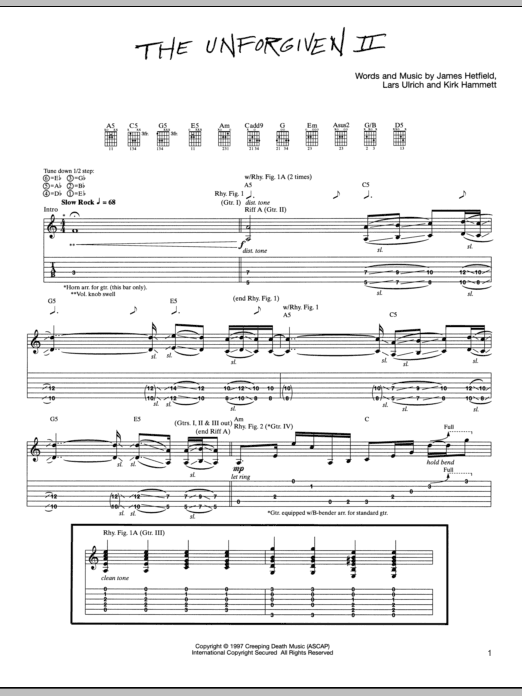 Metallica The Unforgiven II Sheet Music