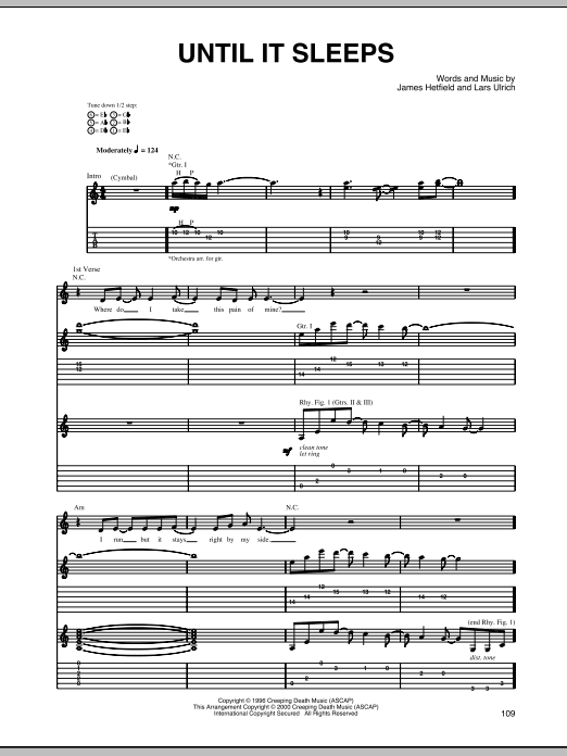 Metallica Until It Sleeps (Live S&M version) Sheet Music