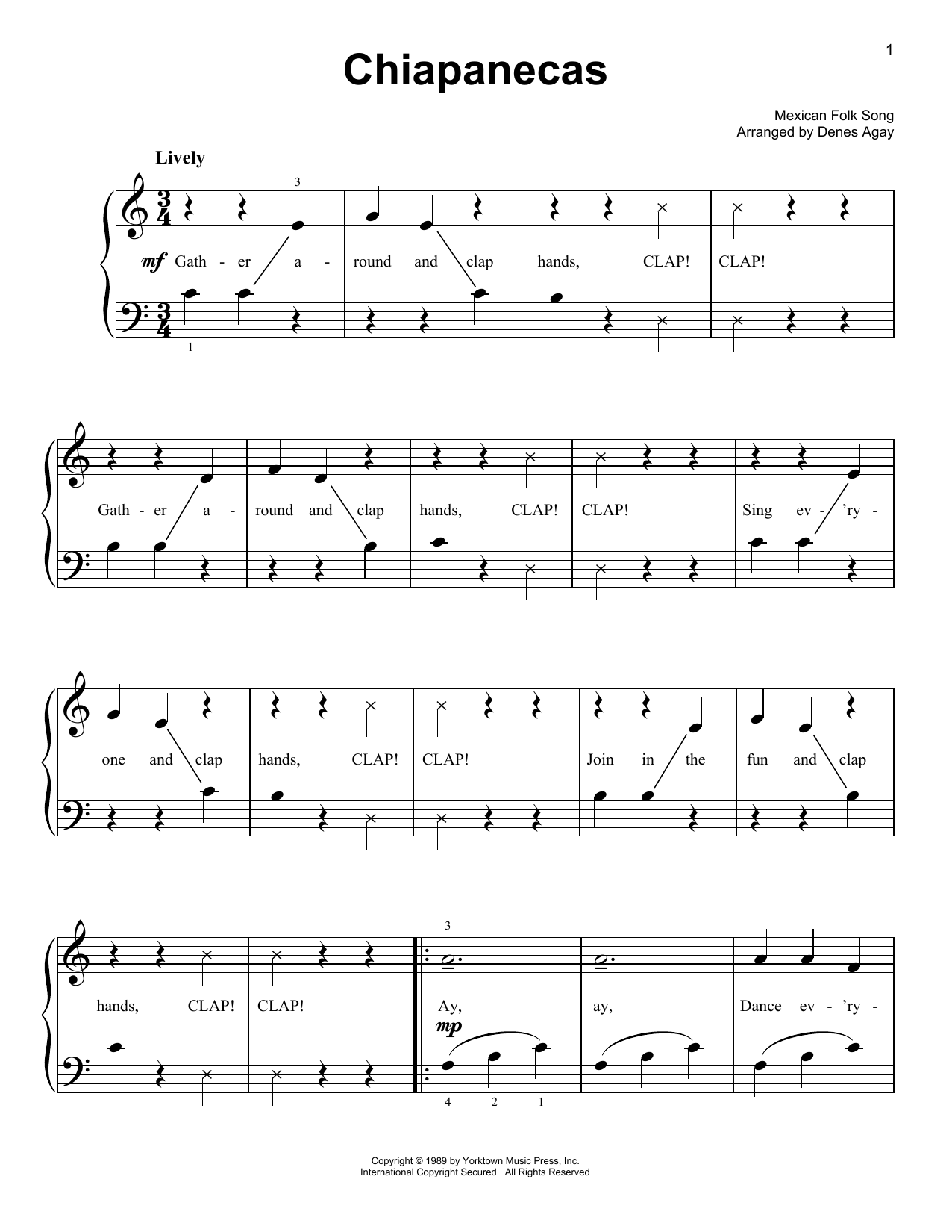 Mexican Folk Song Chiapanecas (arr. Denes Agay) Sheet Music