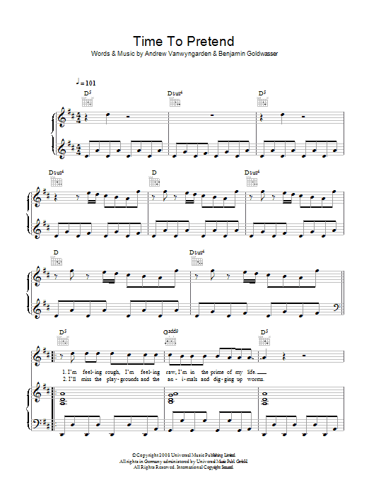 MGMT Time To Pretend Sheet Music