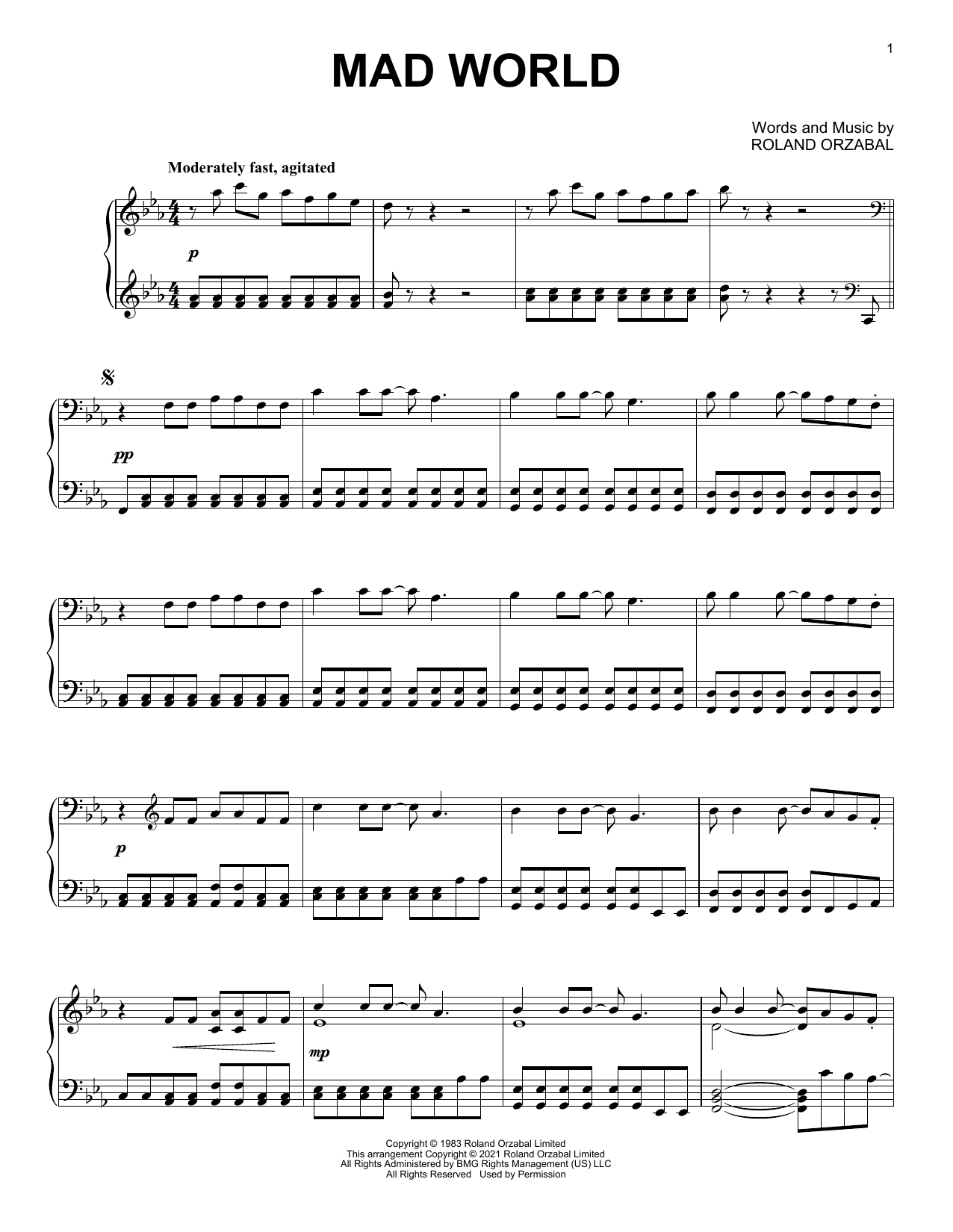 Michael Andrews & Gary Jules Mad World [Classical version] Sheet Music
