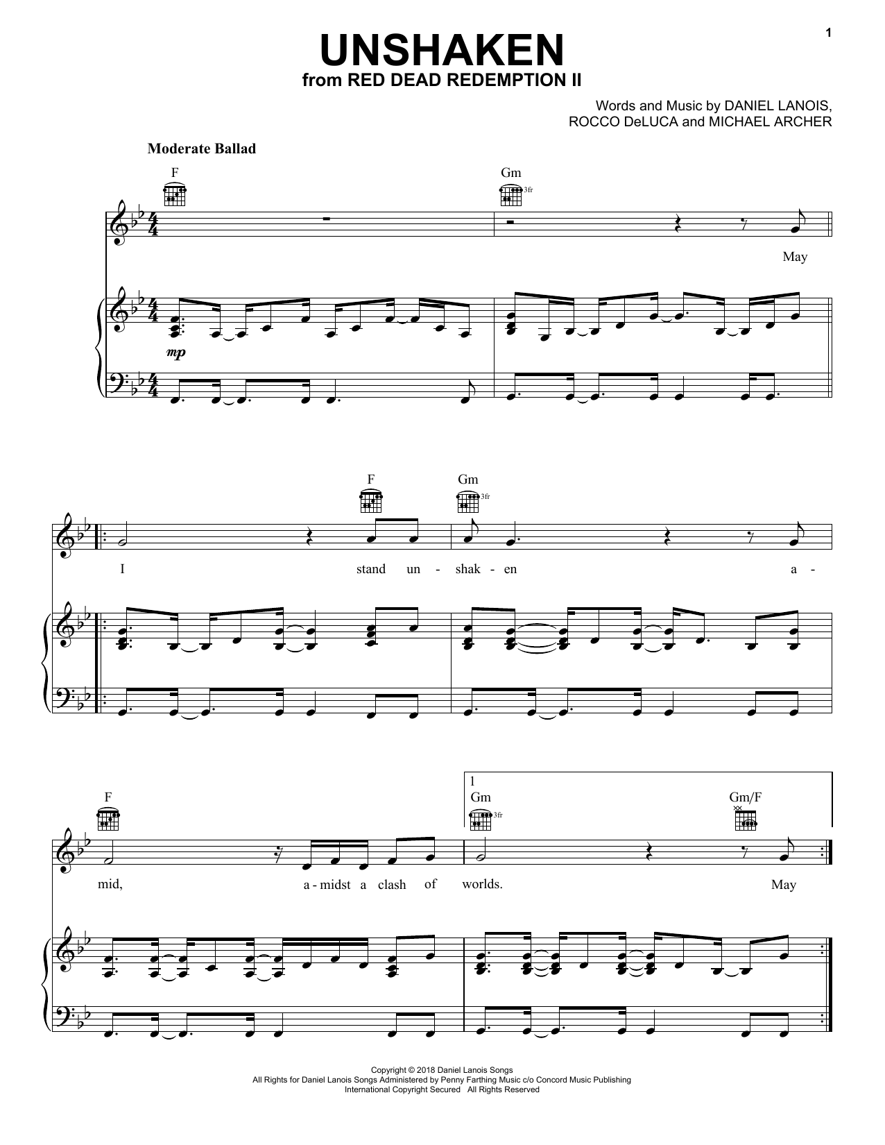 Michael Archer Unshaken (from Red Dead Redemption 2) Sheet Music