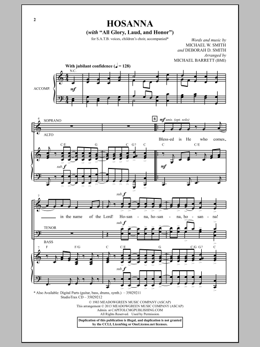 Michael Barrett All Glory, Laud And Honor Sheet Music