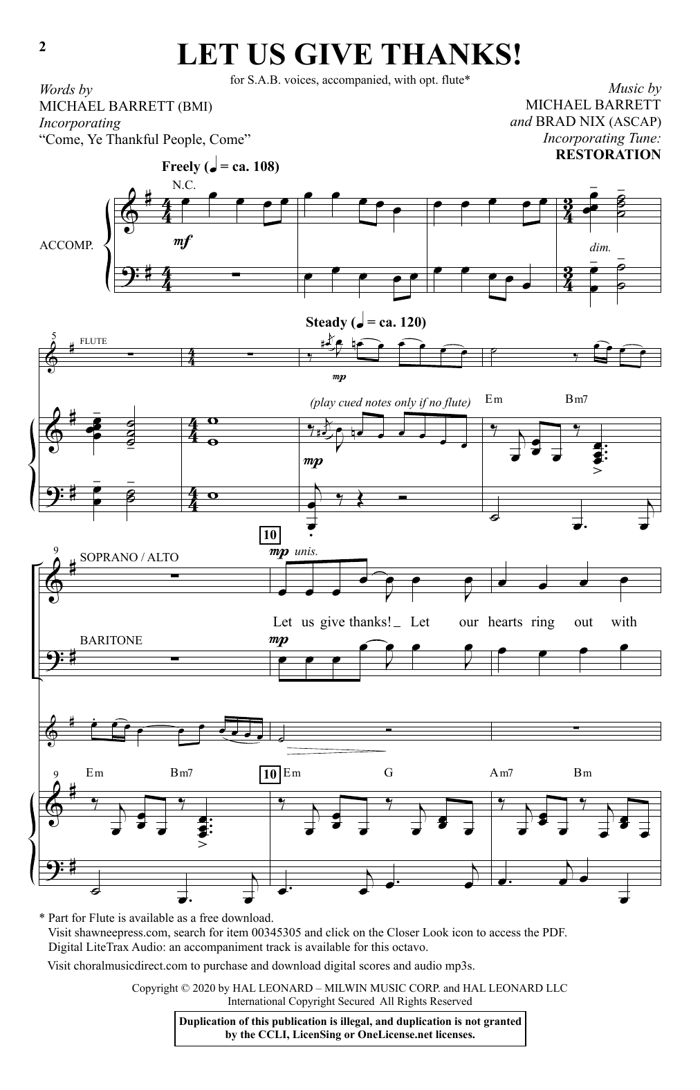 Michael Barrett and Brad Nix Let Us Give Thanks Sheet Music