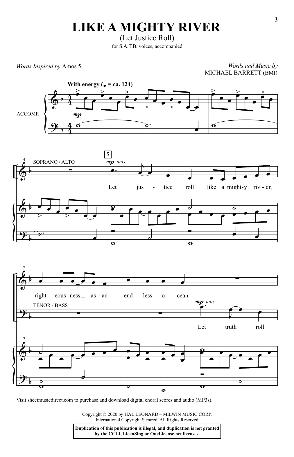 Michael Barrett Like A Mighty River (Let Justice Roll) Sheet Music