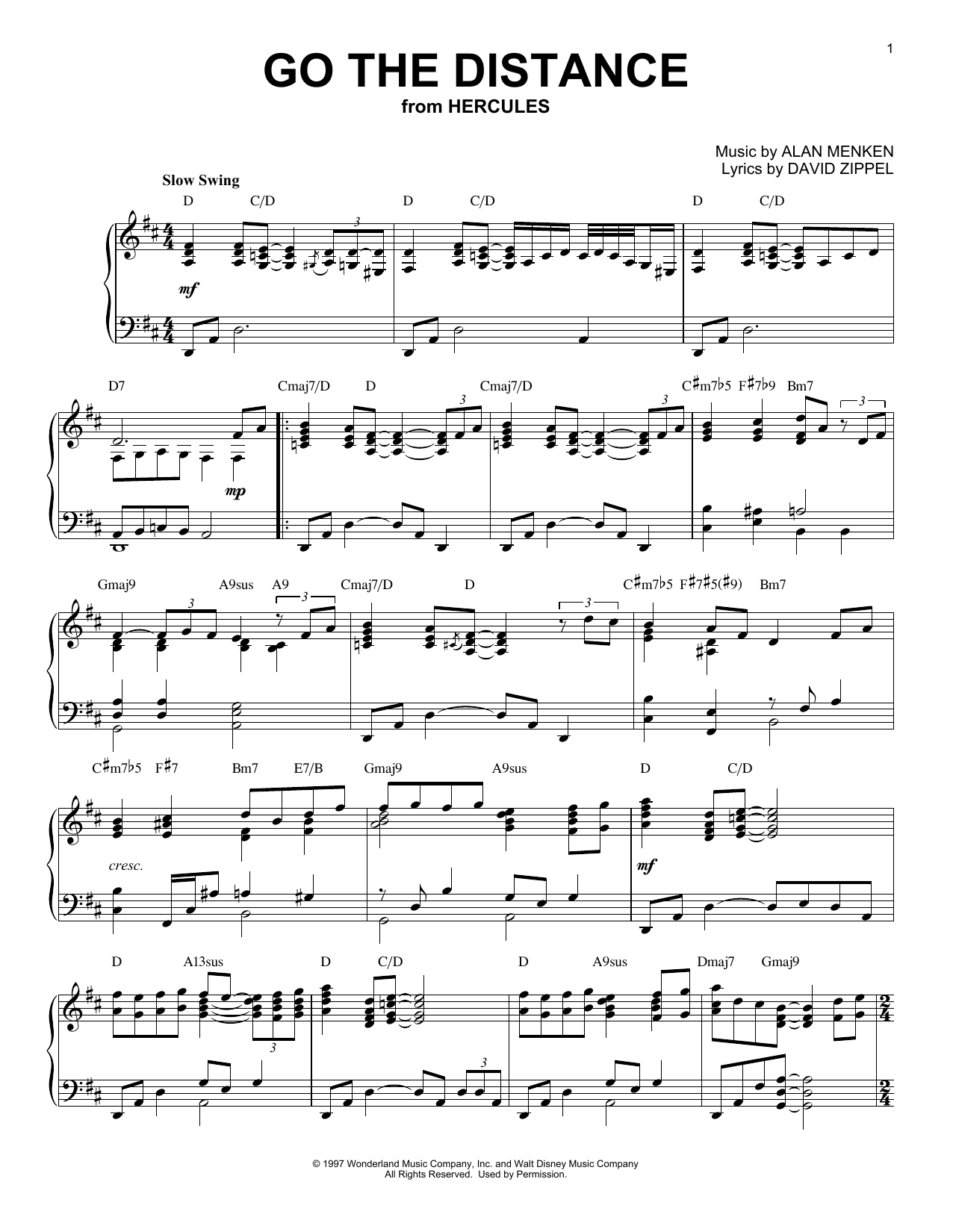 Michael Bolton Go The Distance [Jazz version] (from Hercules) Sheet Music