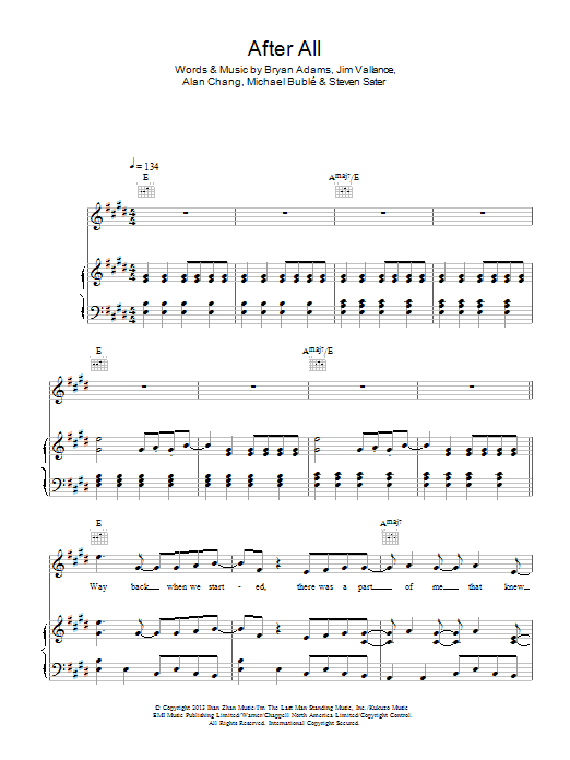 Michael Buble After All (feat. Bryan Adams) Sheet Music