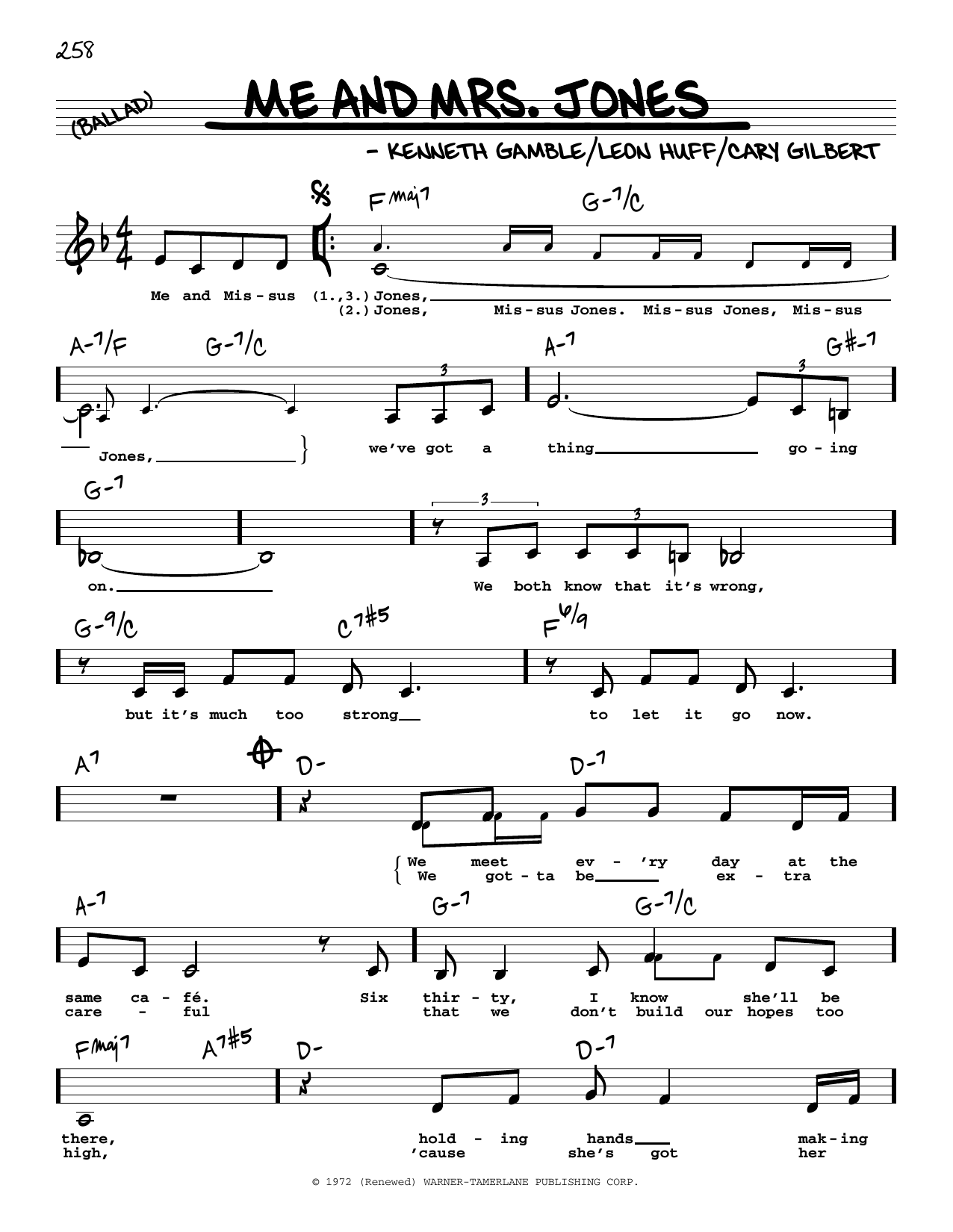 Michael Buble Me And Mrs. Jones (Low Voice) Sheet Music