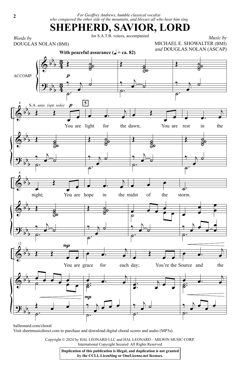Michael E. Showalter & Douglas Nolan Shepherd, Savior, Lord Sheet Music
