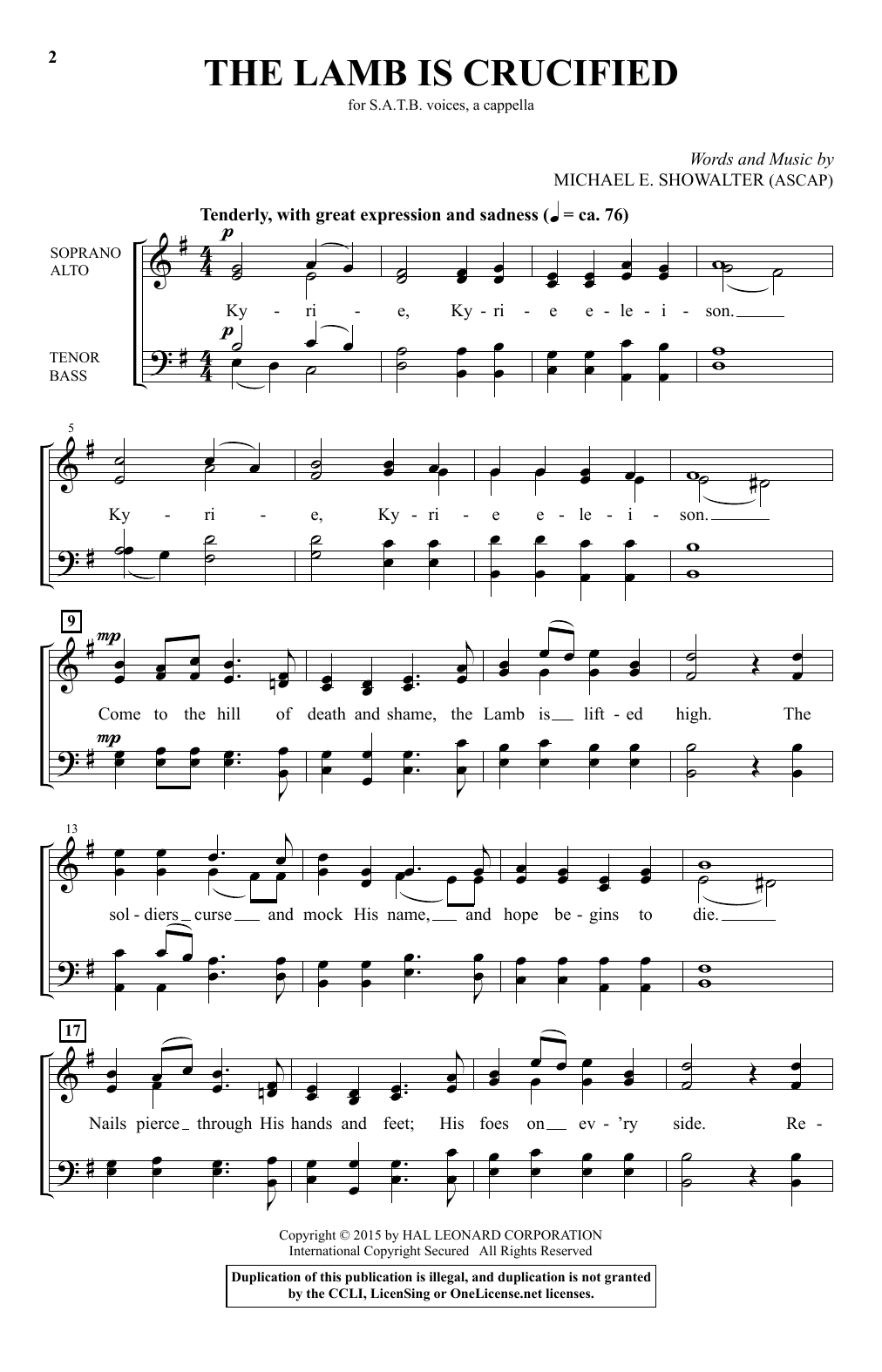 Michael E. Showalter The Lamb Is Crucified Sheet Music