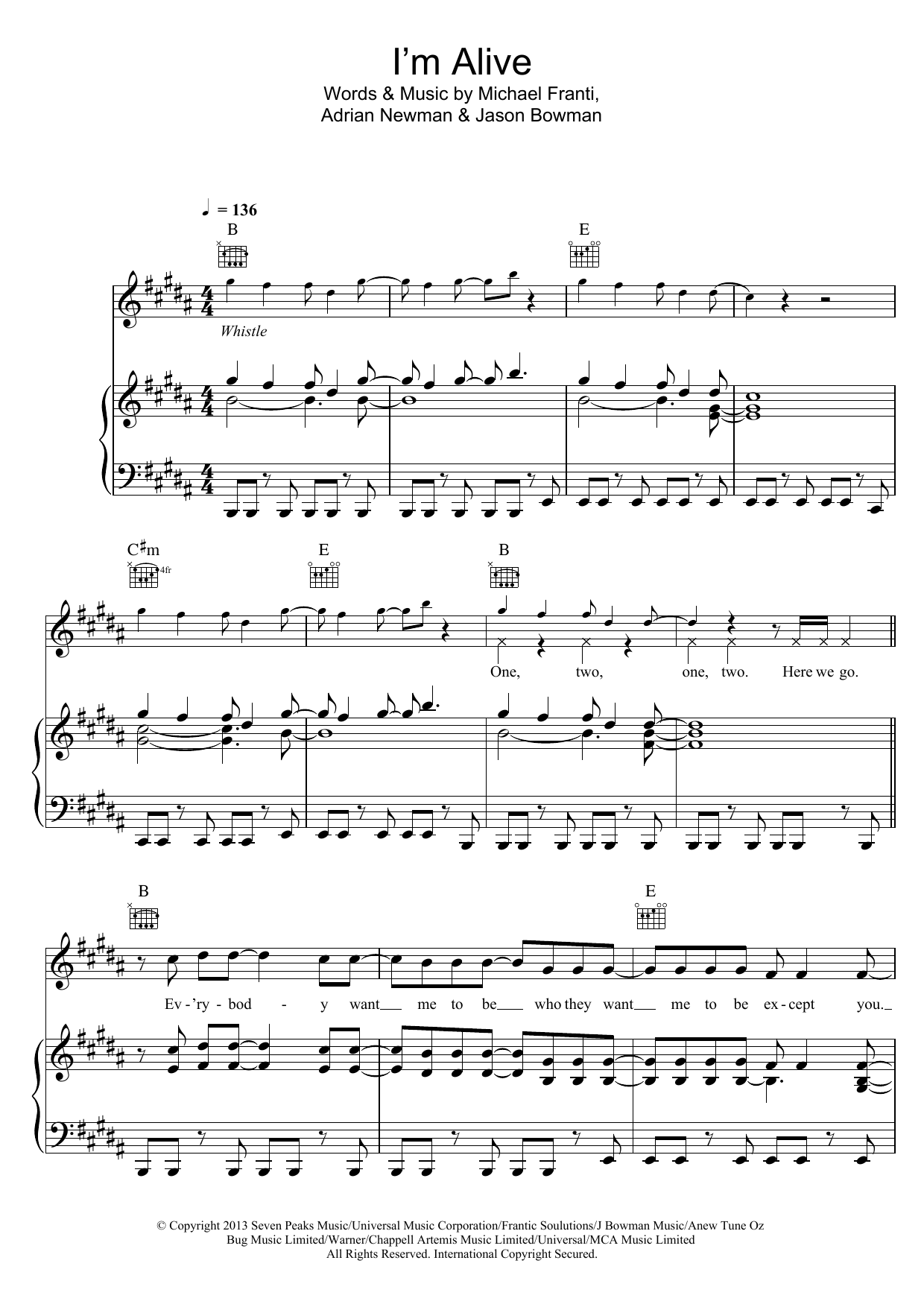 Michael Franti & Spearhead I'm Alive (Life Sounds Like) Sheet Music