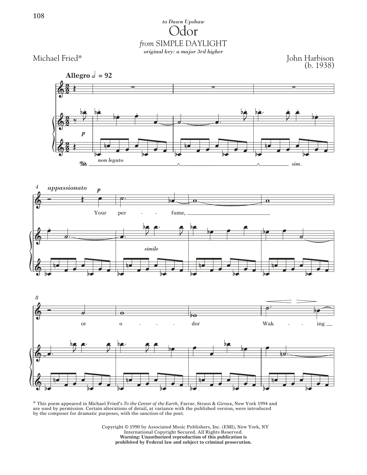 Michael Fried Odor Sheet Music