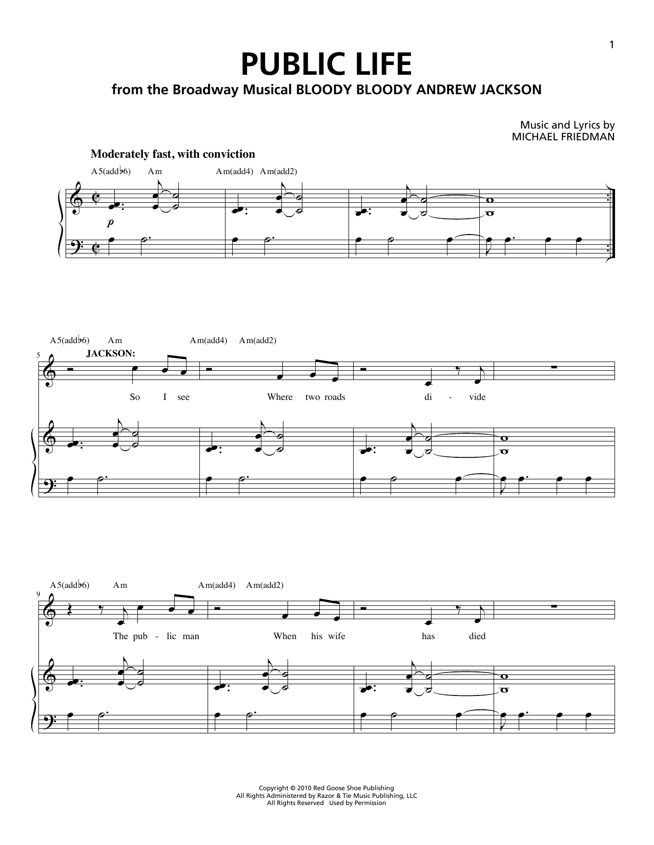 Michael Friedman Public Life Sheet Music