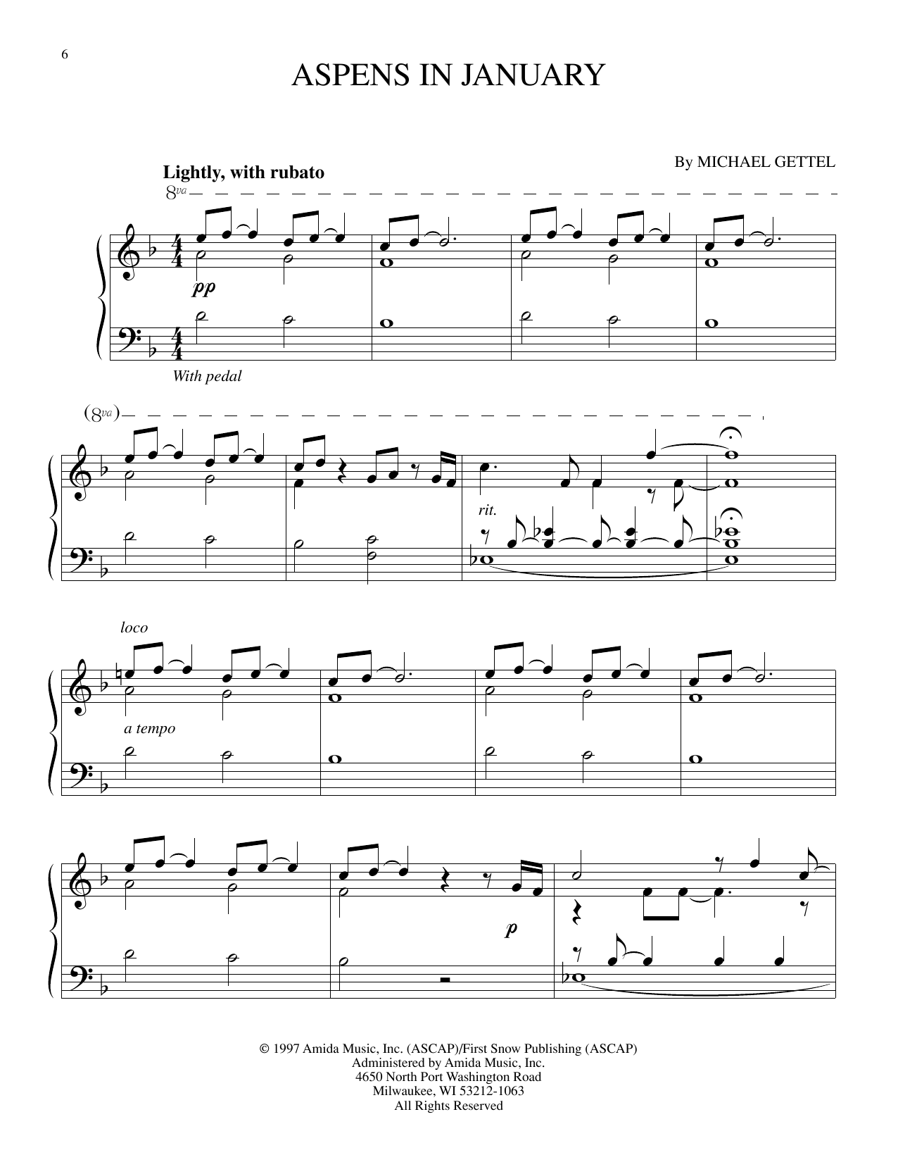 Michael Gettel Aspens In January Sheet Music