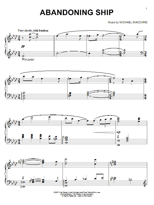 Michael Giacchino Abandoning Ship Sheet Music