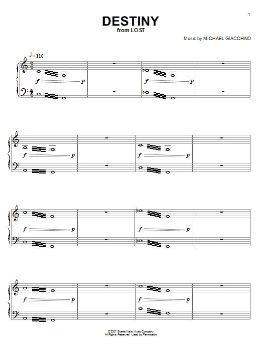 Michael Giacchino Destiny Sheet Music