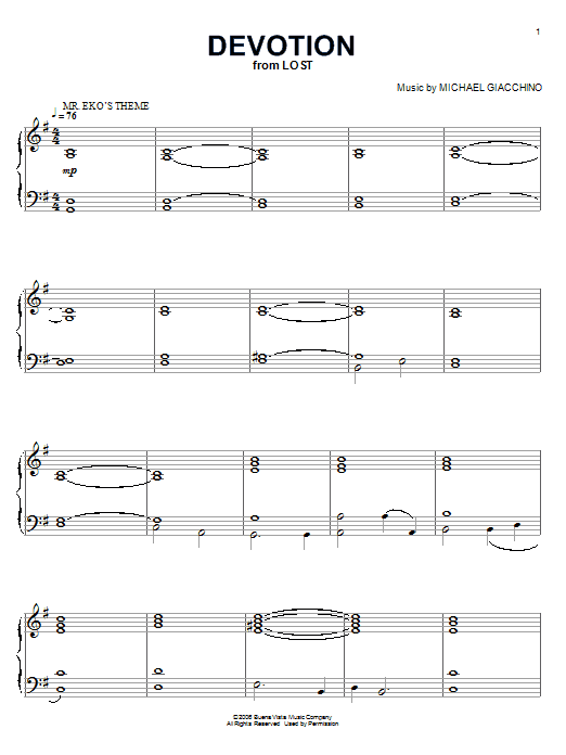 Michael Giacchino Devotion Sheet Music