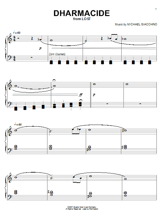 Michael Giacchino Dharmacide Sheet Music