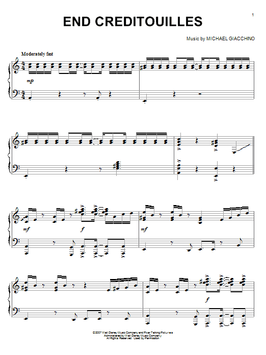 Michael Giacchino End Creditouilles Sheet Music
