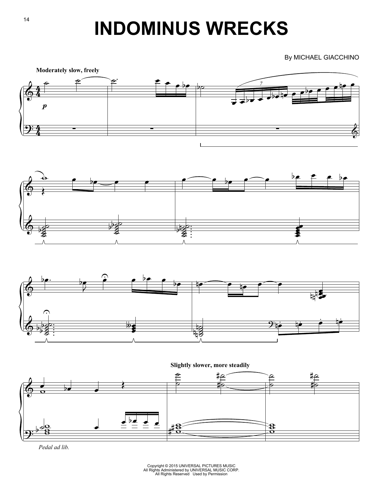 Michael Giacchino Indominus Wrecks Sheet Music