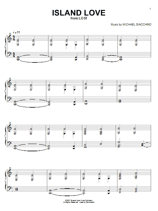 Michael Giacchino Island Love Sheet Music