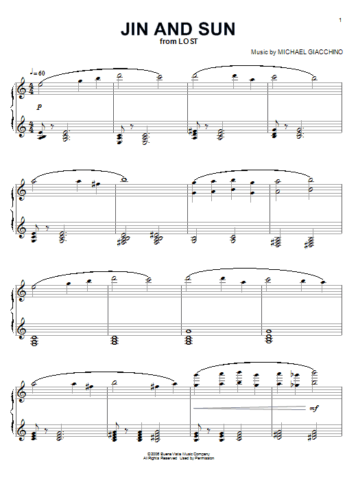 Michael Giacchino Jin And Sun Sheet Music