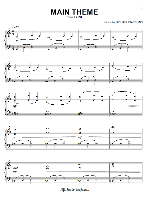 Michael Giacchino Lost End Credits Sheet Music