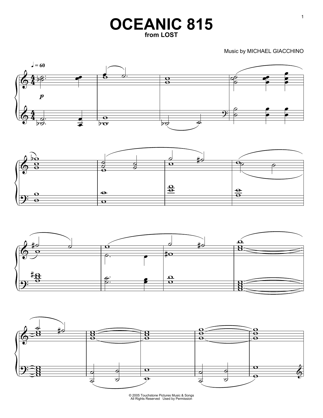 Michael Giacchino Oceanic 815 (from Lost) Sheet Music