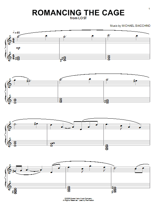 Michael Giacchino Romancing The Cage Sheet Music