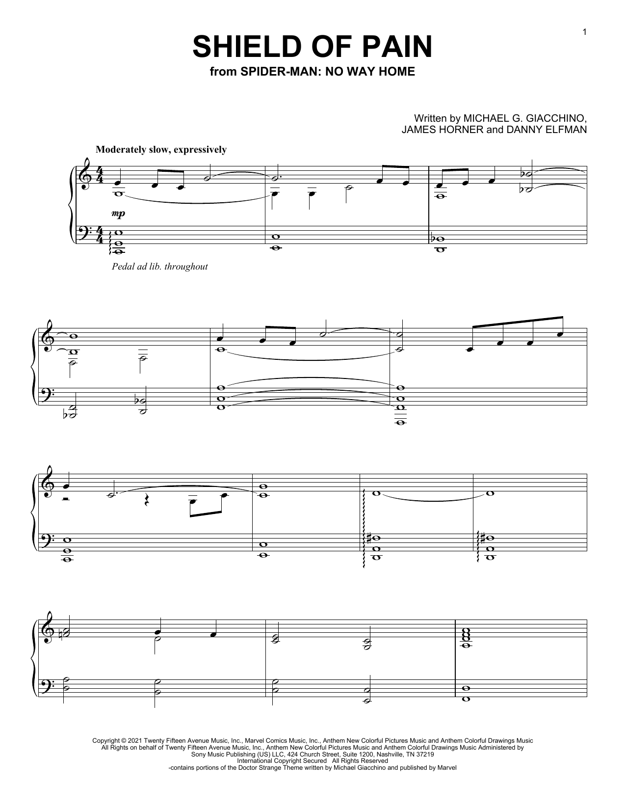 Michael Giacchino Shield Of Pain (from Spider-Man: No Way Home) Sheet Music