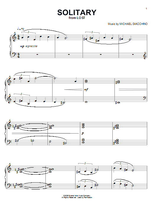 Michael Giacchino Solitary Sheet Music