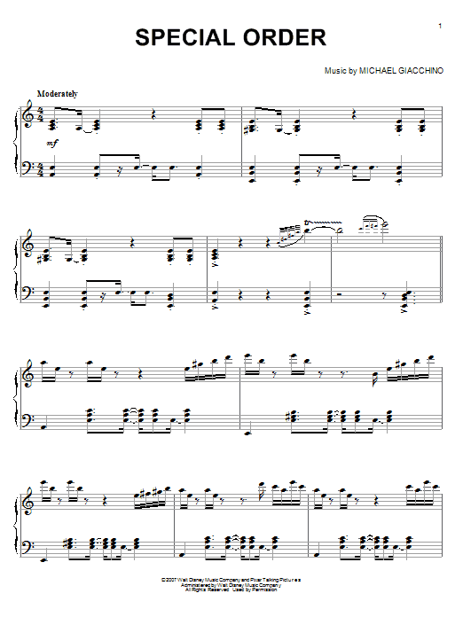 Michael Giacchino Special Order Sheet Music