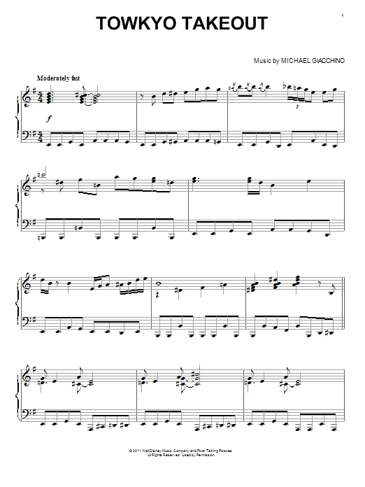 Michael Giacchino Towkyo Takeout Sheet Music