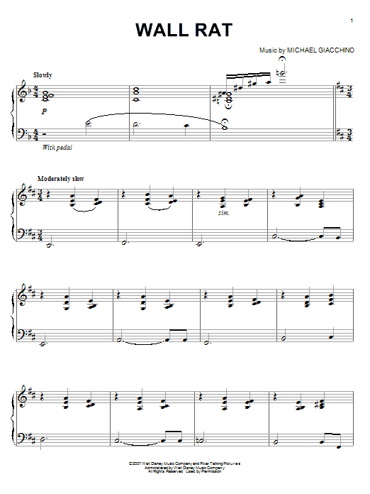 Michael Giacchino Wall Rat Sheet Music