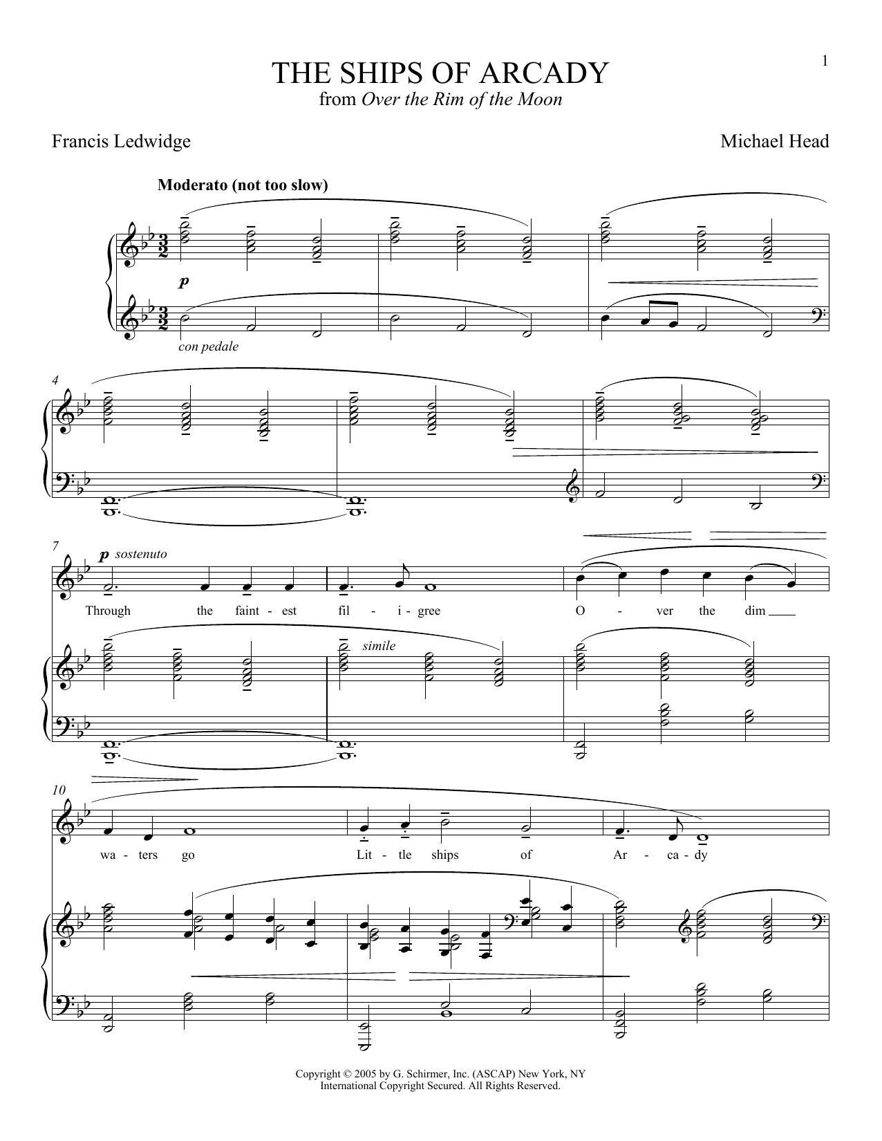 Michael Head The Ships Of Arcady Sheet Music