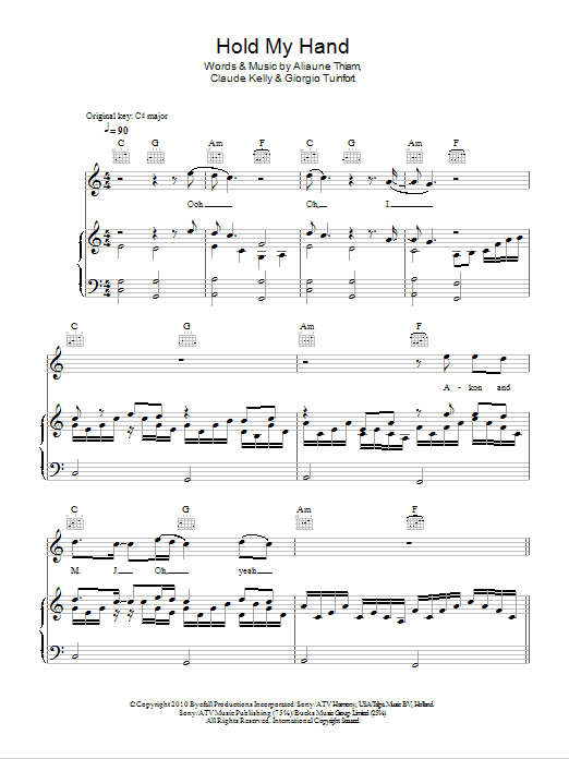 Michael Jackson featuring Akon Hold My Hand Sheet Music
