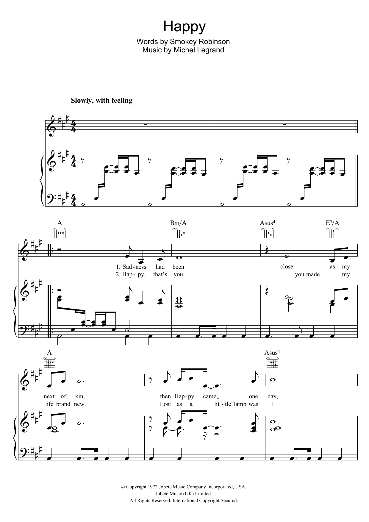Michael Jackson Happy Sheet Music