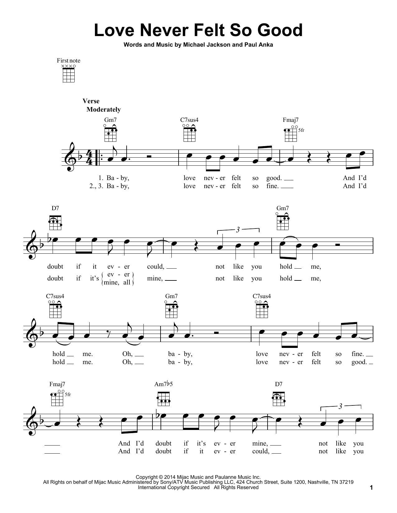 Michael Jackson & Justin Timberlake Love Never Felt So Good Sheet Music