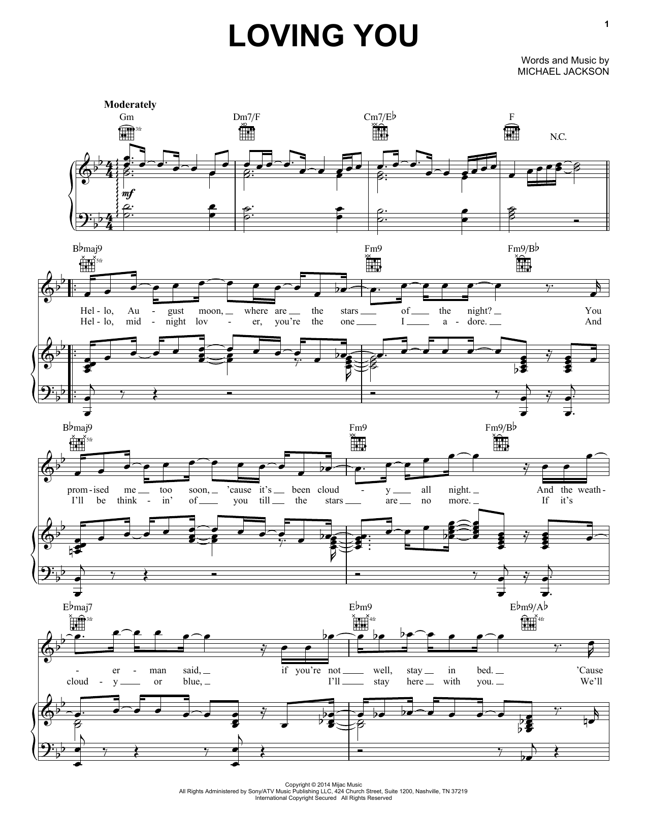 Michael Jackson Loving You Sheet Music