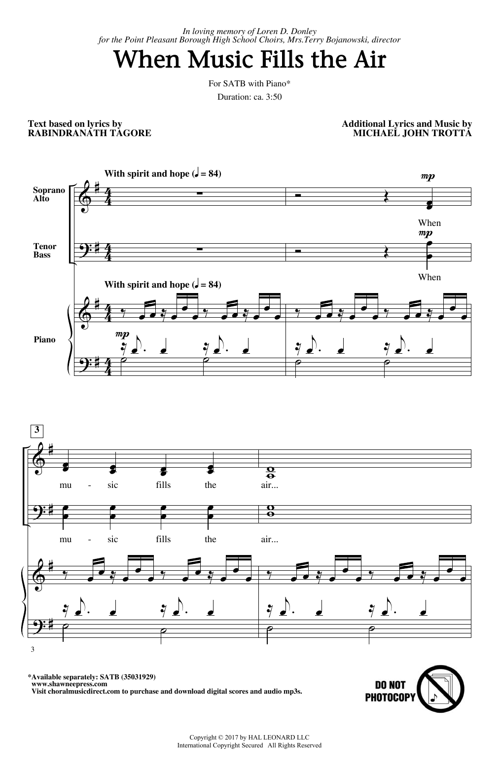 Michael John Trotta When Music Fills The Air Sheet Music