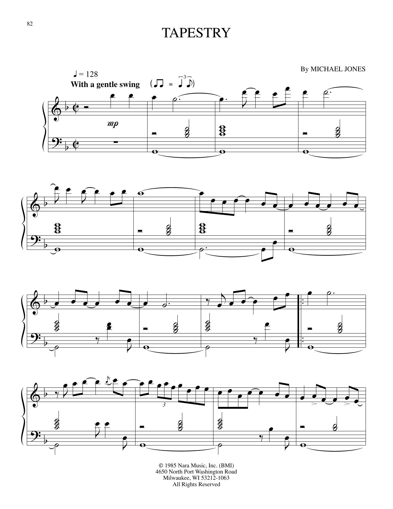 Michael Jones Tapestry Sheet Music