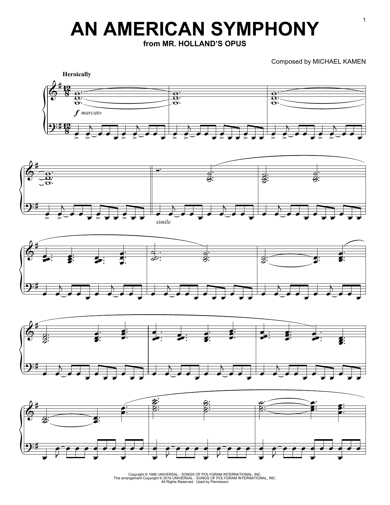 Michael Kamen An American Symphony Sheet Music